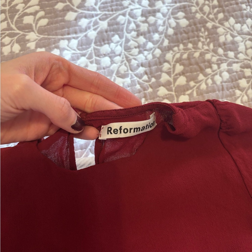 Reformation Rich Burgundy Mini Dress - Picture 2 of 6